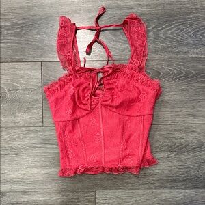 Chic Coral Lace Tank Top